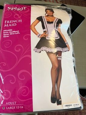Spirit Halloween French Maid Costume Sz Large 12-14 Adult